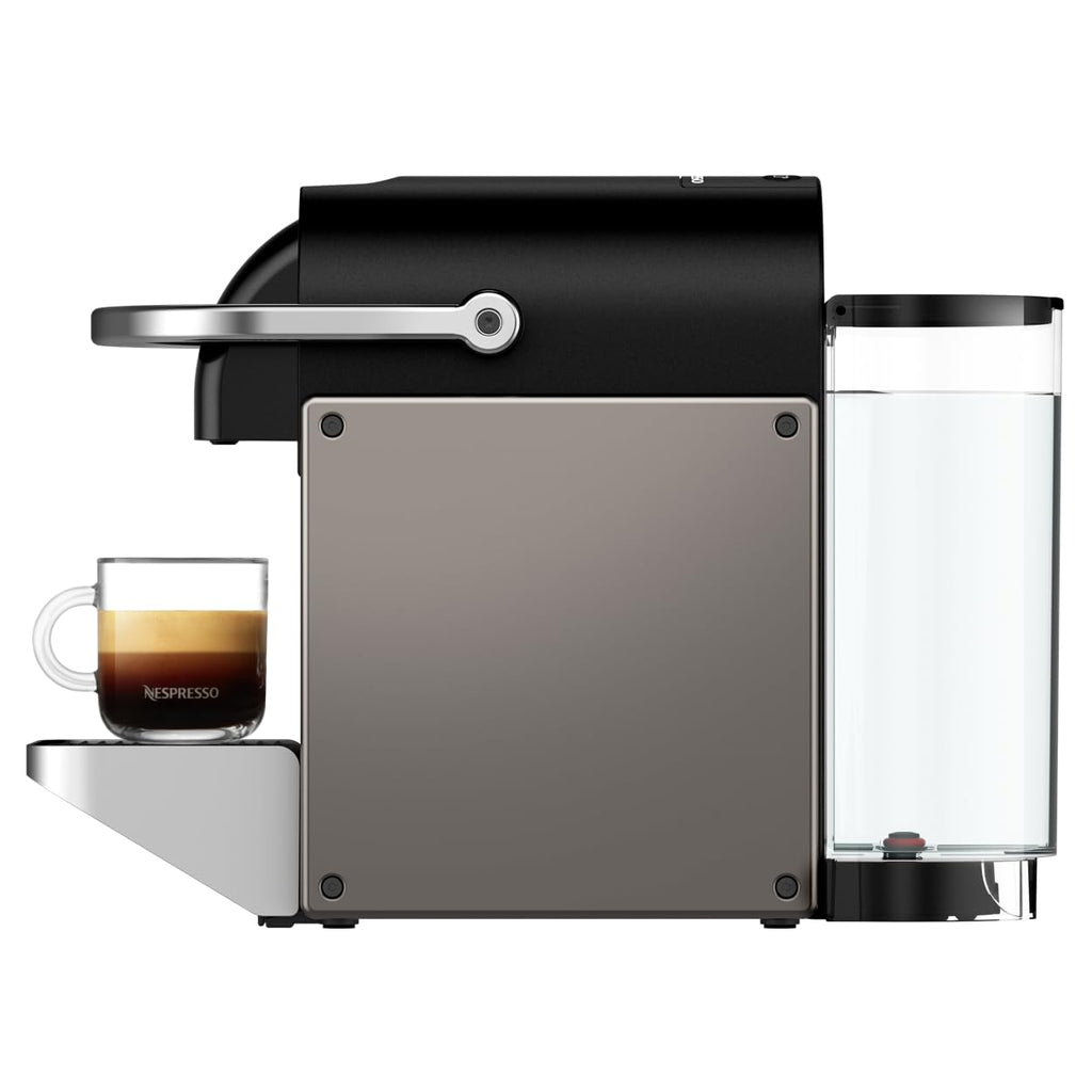 Flowexa Pixie Titane Machine à Café à Capsules – Compacte, 2 Longueurs, Style Industriel