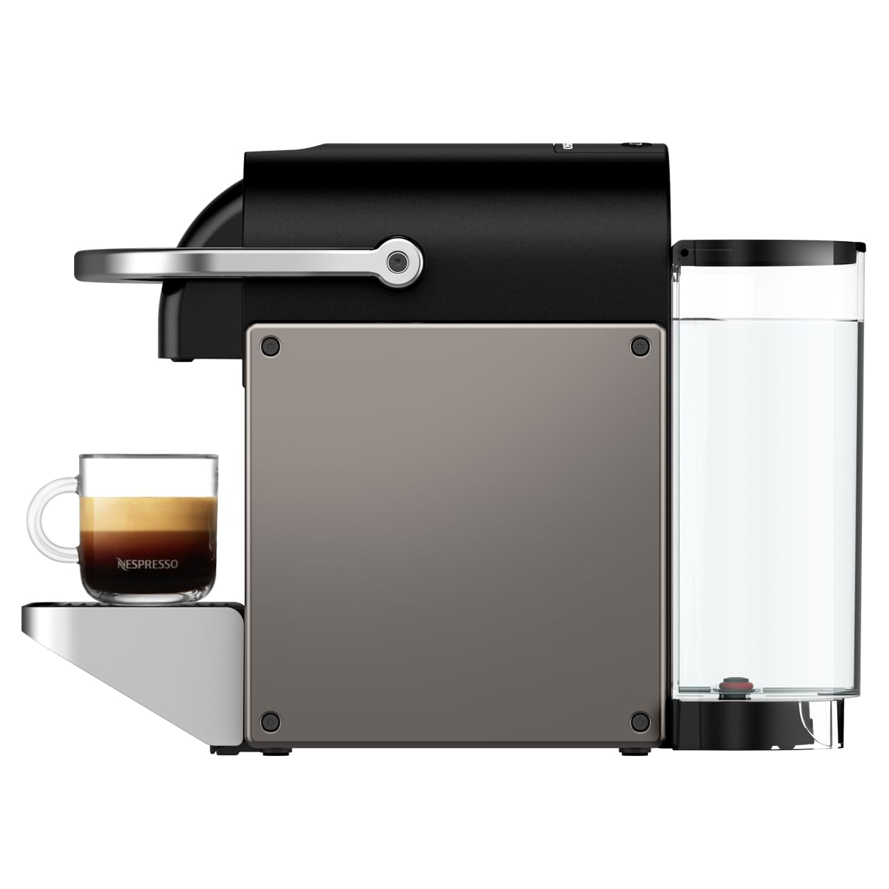 Flowexa Pixie Titane Machine à Café à Capsules – Compacte, 2 Longueurs, Style Industriel