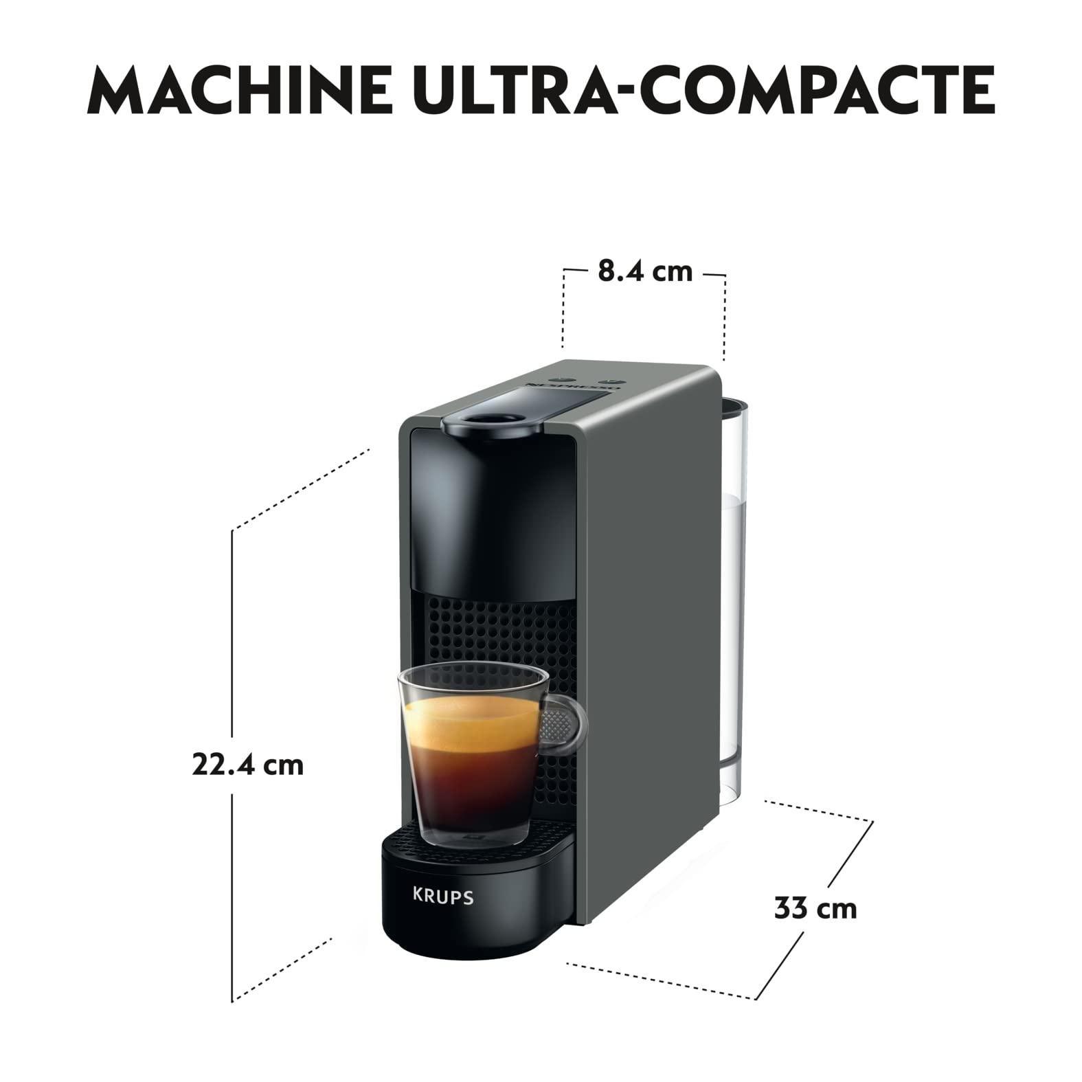 Flowexa Essenza Mini Gris Intense Cafetière à Capsules – Ultra-Compacte, Design Élégant
