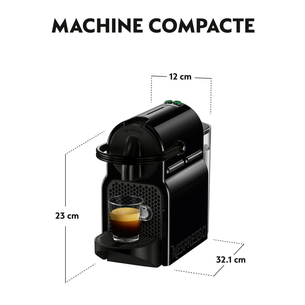 Flowexa Inissia Machine à Café à Capsules – Noire, 19 Bars, Compact, Ensemble de Bienvenue Inclus