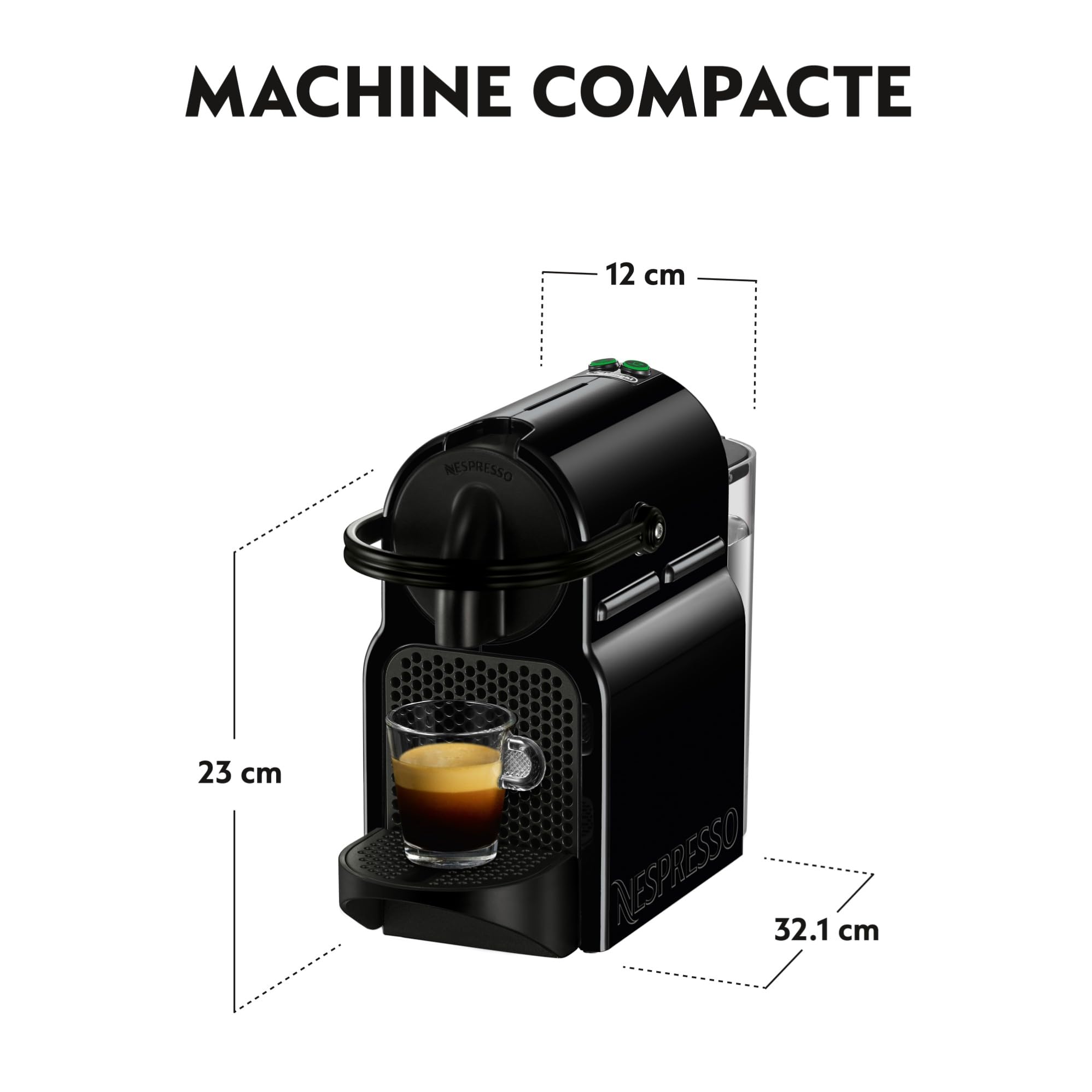 Flowexa Inissia Machine à Café à Capsules – Noire, 19 Bars, Compact, Ensemble de Bienvenue Inclus