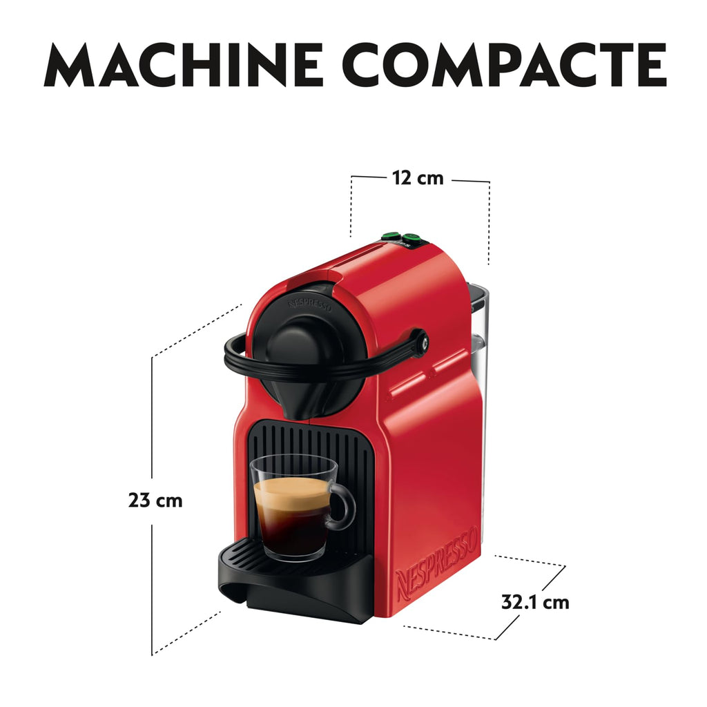 Flowexa Inissia Rouge Cafetière Espresso à Capsules – Design Compact, Prêt en Secondes