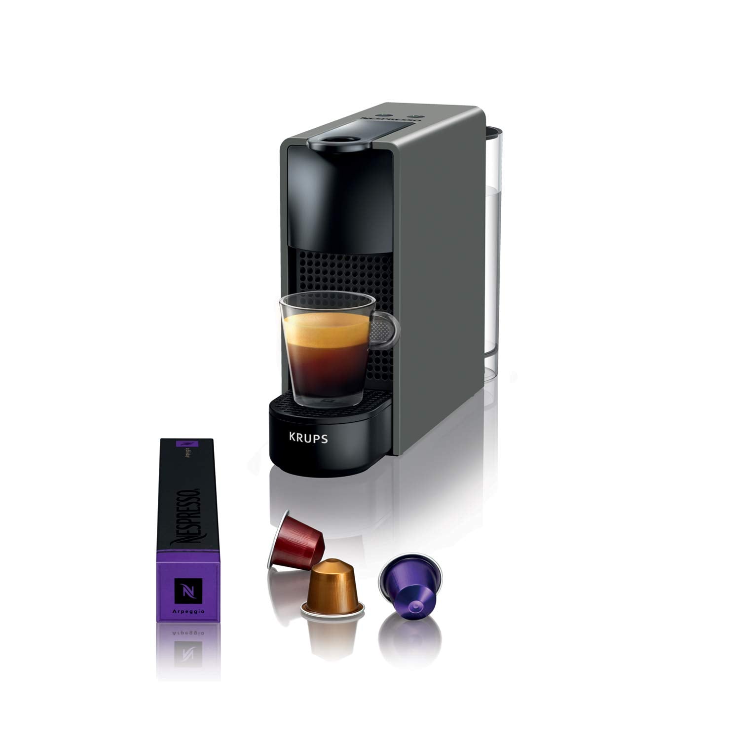 Flowexa Essenza Mini Gris Intense Cafetière à Capsules – Ultra-Compacte, Design Élégant