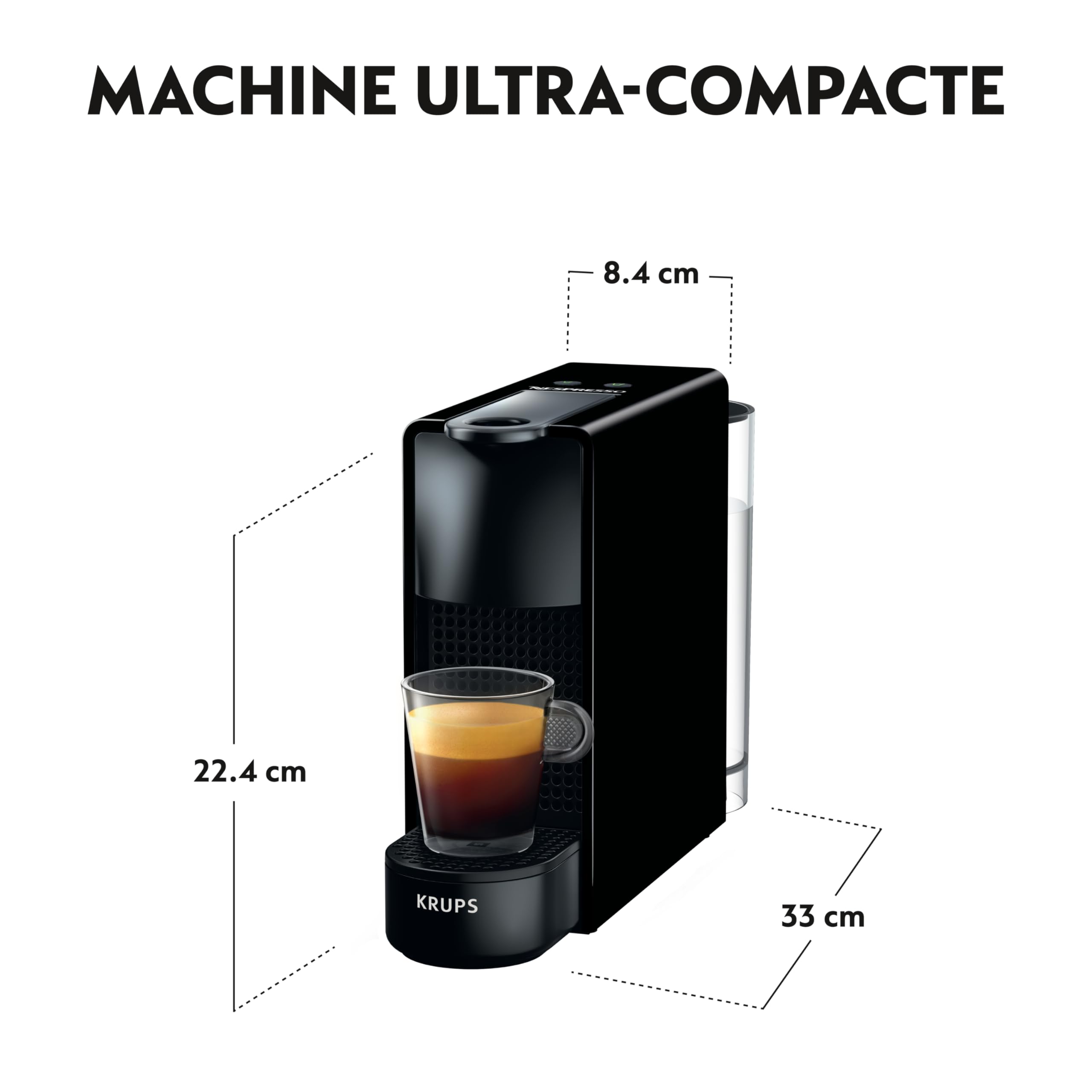 Flowexa Essenza Mini Noire Machine à Café à Capsules – Compacte, Espresso Parfait, 19 Bars
