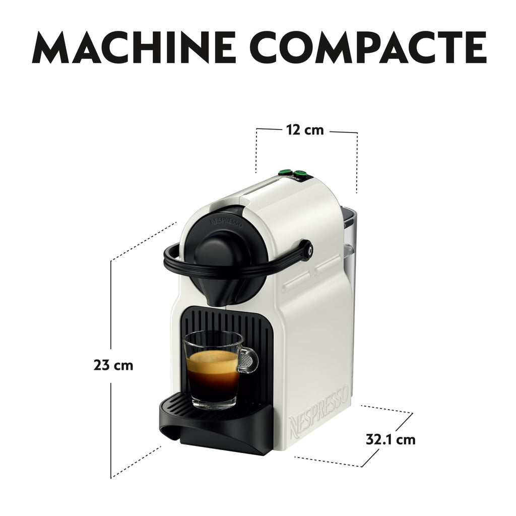 Flowexa Inissia Blanche Cafetière Espresso – 19 Bars, Compact, 2 Boutons, Arrêt Automatique