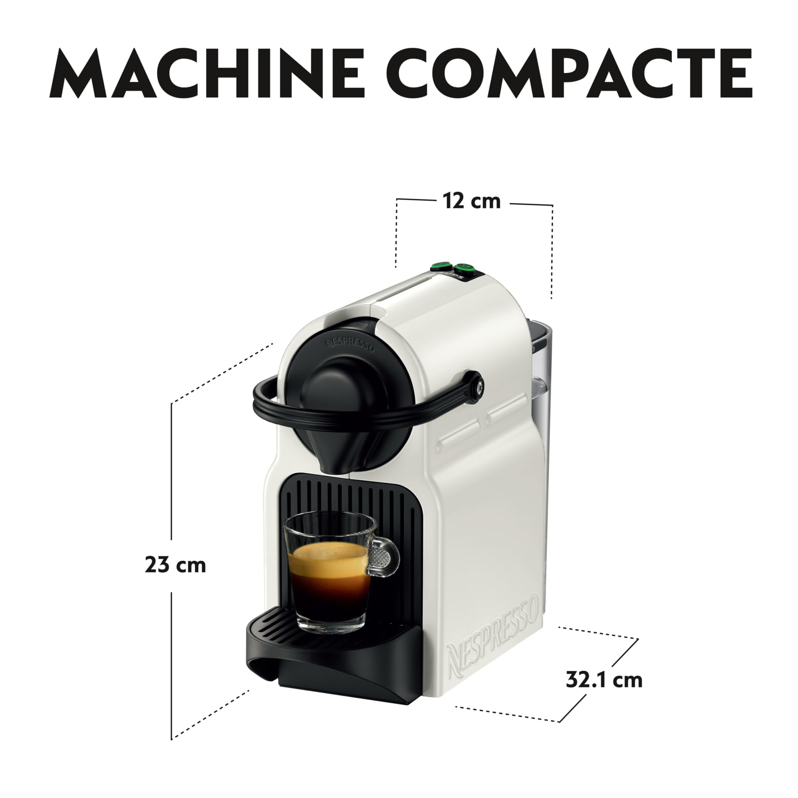 Flowexa Inissia Blanche Cafetière Espresso – 19 Bars, Compact, 2 Boutons, Arrêt Automatique
