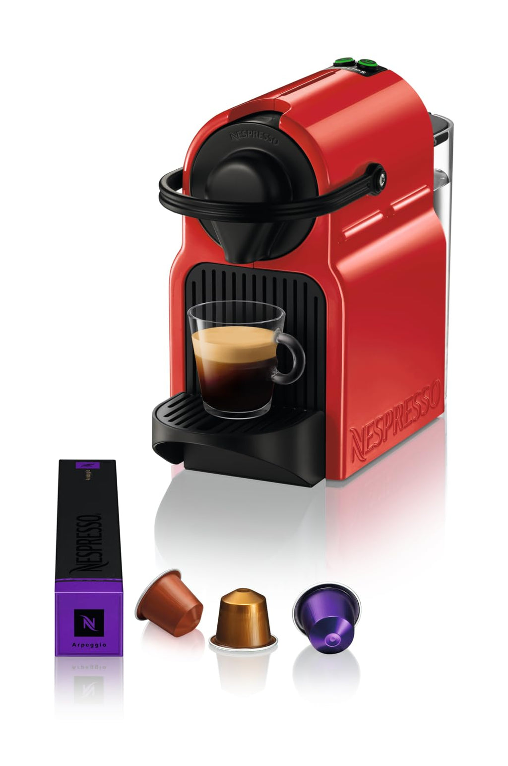 Flowexa Inissia Rouge Cafetière Espresso à Capsules – Design Compact, Prêt en Secondes