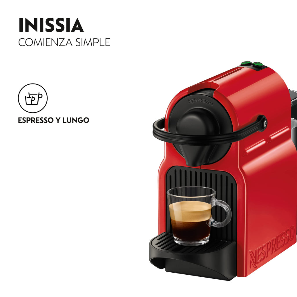 Flowexa Inissia Machine à Café à Capsules – Rouge Rubis, Réservoir 0,7 L, Système Pod