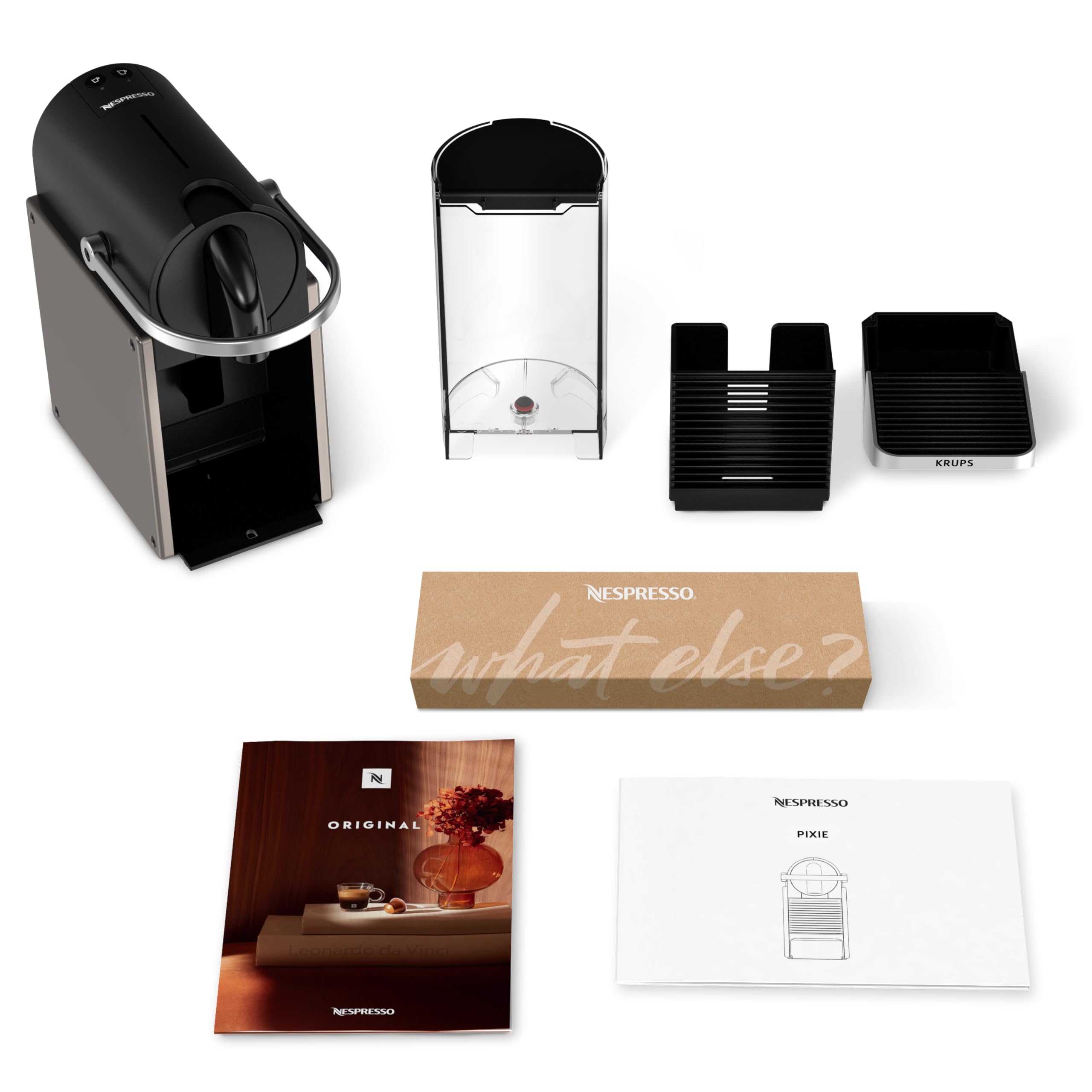 Flowexa Pixie Titane Machine à Café à Capsules – Compacte, 2 Longueurs, Style Industriel