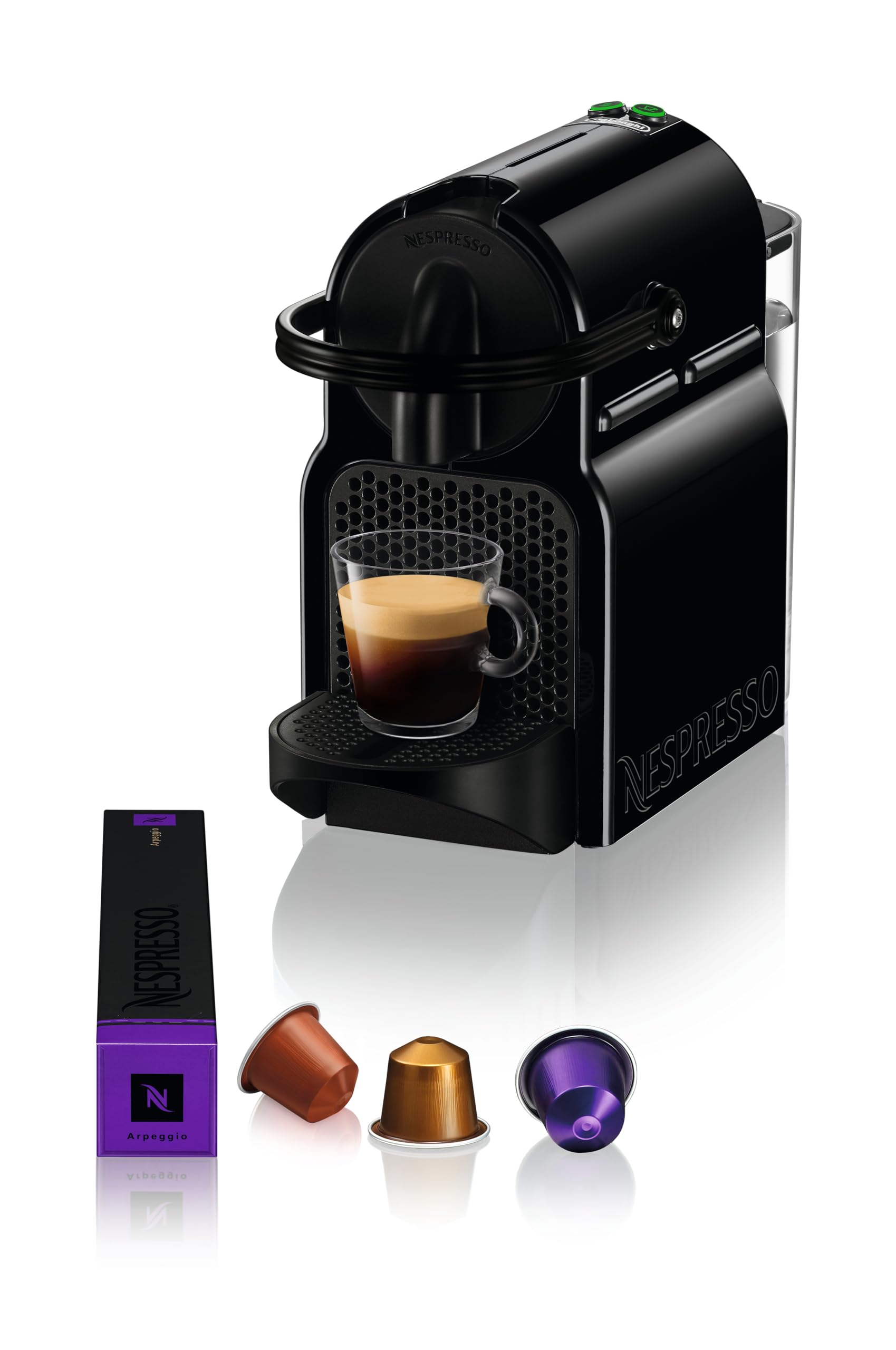Flowexa Inissia Machine à Café à Capsules – Noire, 19 Bars, Compact, Ensemble de Bienvenue Inclus